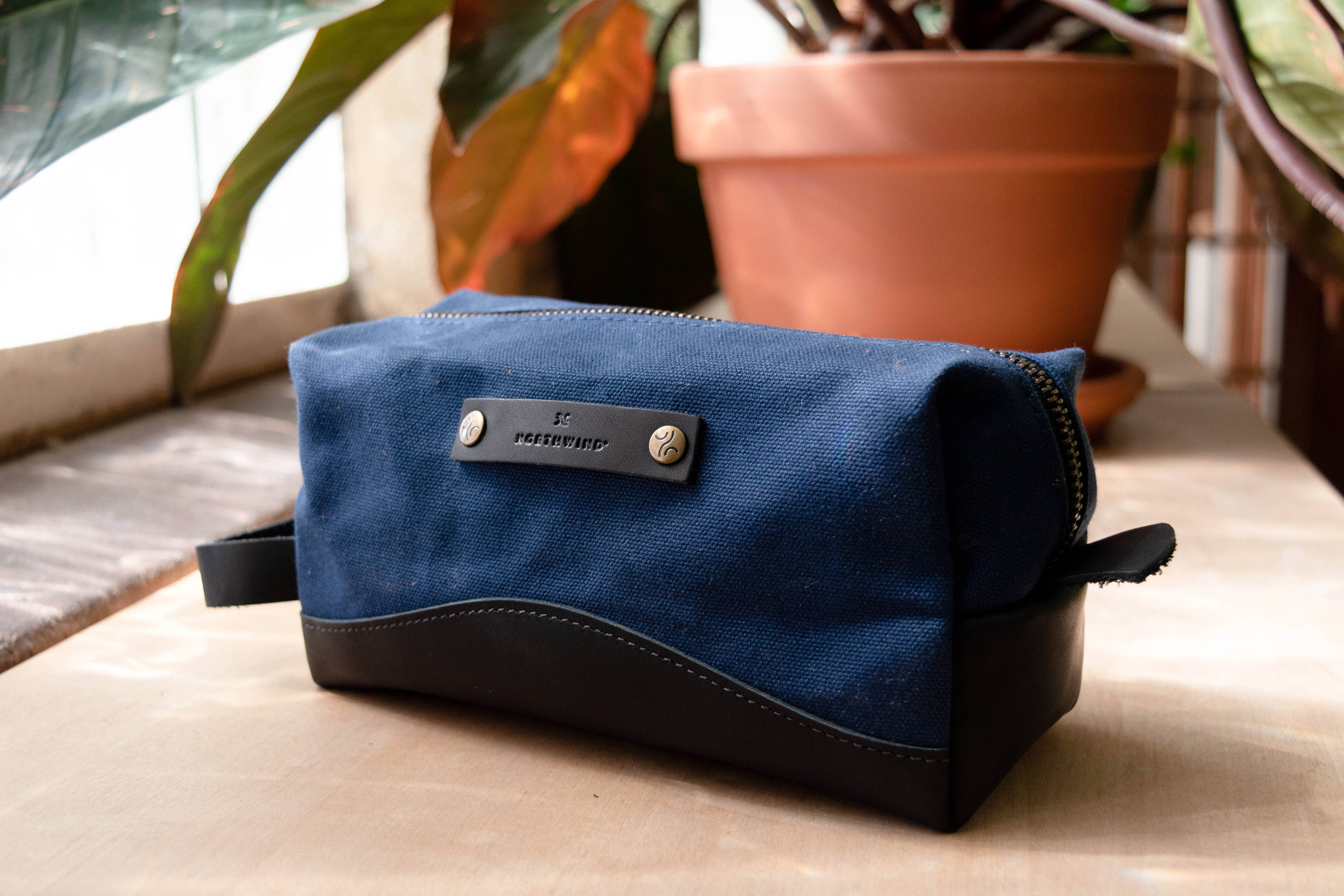 Canvas and Leather Travel Kit - Full Grain Leather - USA Made