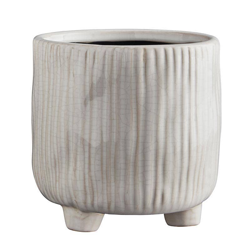 White Ceramic Pot with Feet - Large