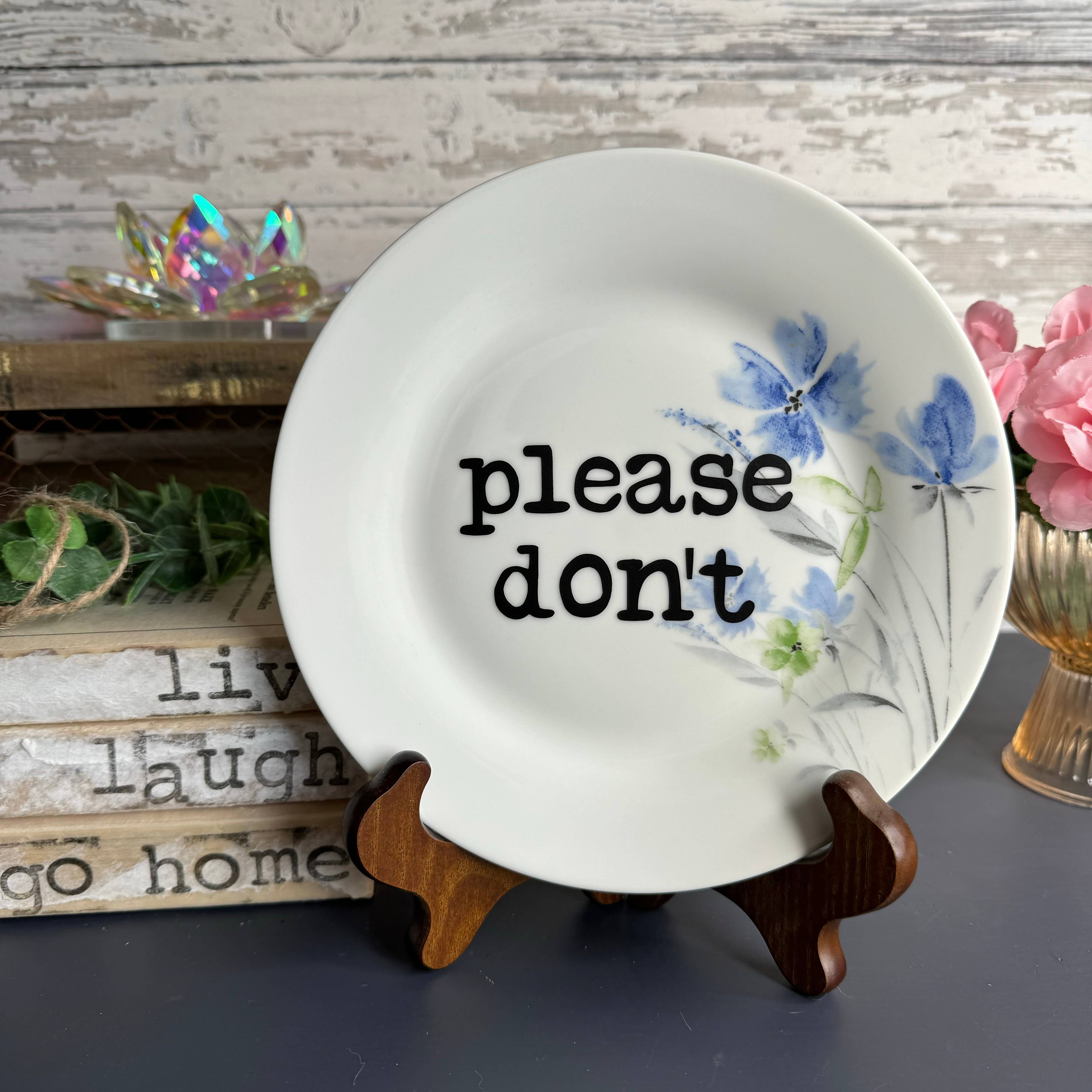 Upcycled Funny Plates, Please Don't, Gift Shop, Tourist