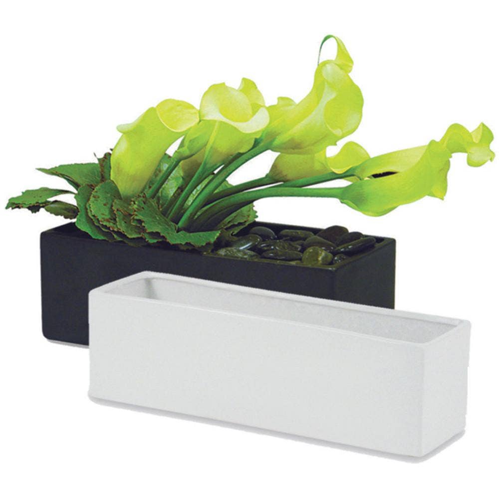 12" x 4" Top | Ceramic Rectangle Planters