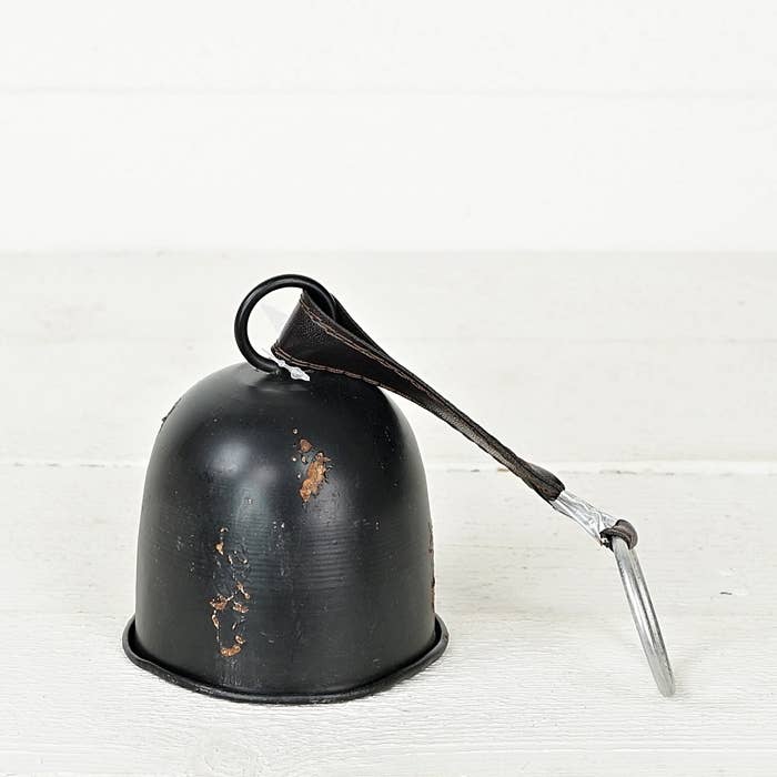 M9989- Antique Metal Bell w.Leather Loop-BK