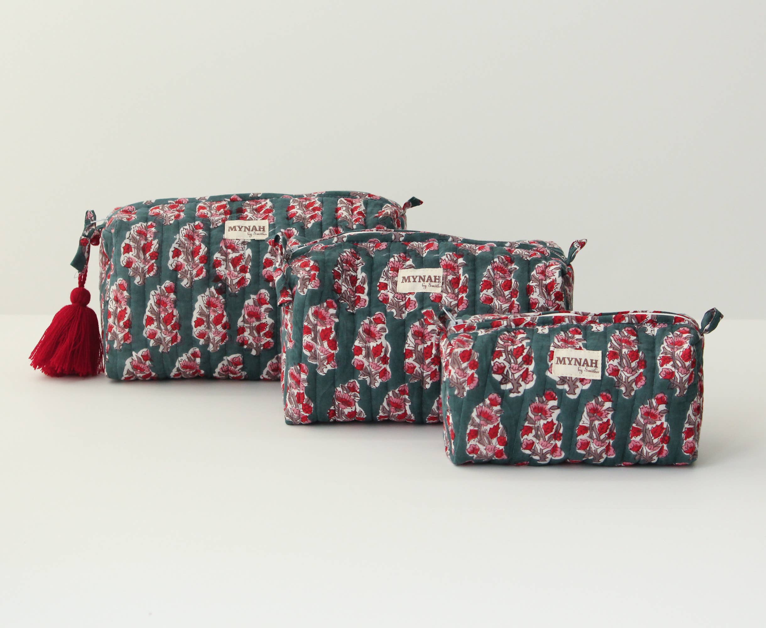 Emerald motif print travel/make up/organizer/bag-Set of 3