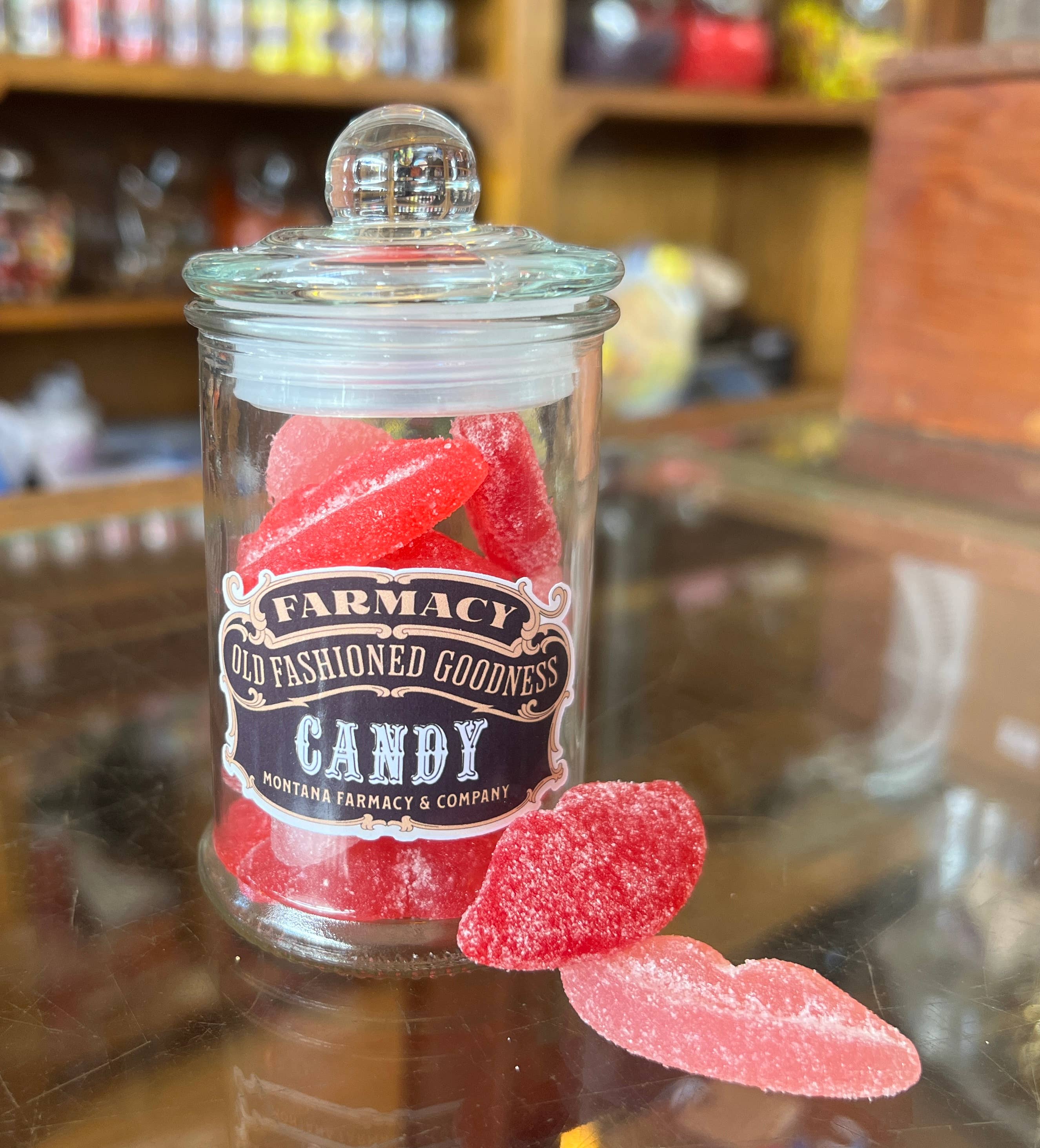 Old Fashioned Apothecary Jar candy Sour Pucker love Lips