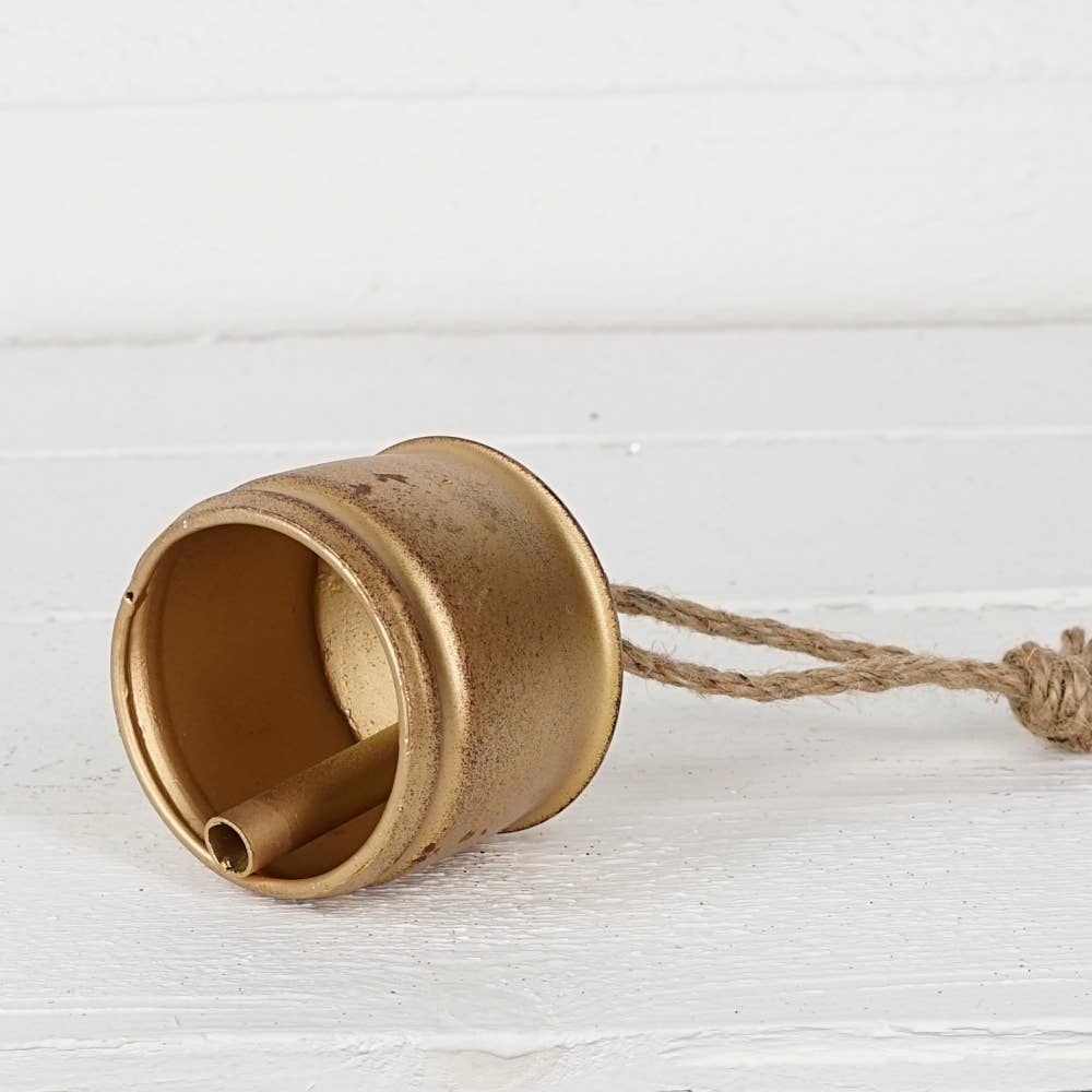 M32501-Vintage Gold Silo Bell w. jute loop (4inH)