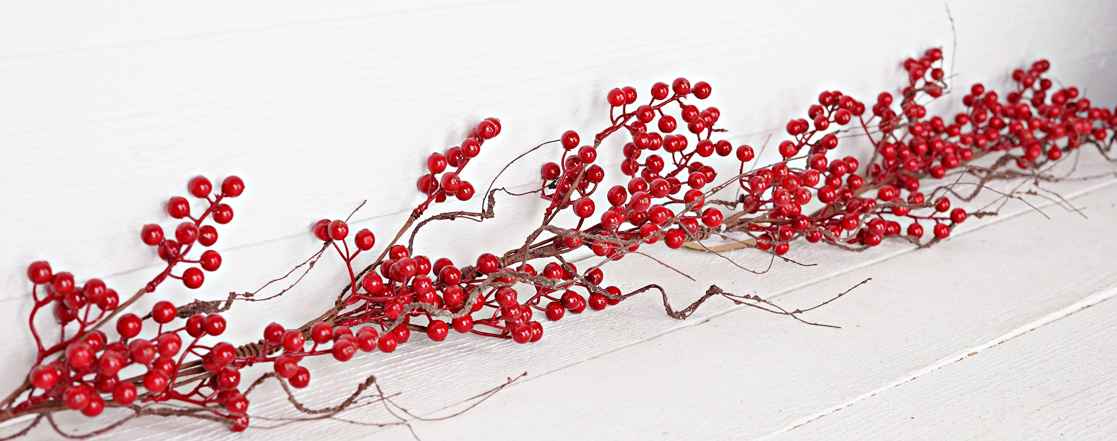 30811- 4ft Garland-Red Ash Berries with wispy twigs