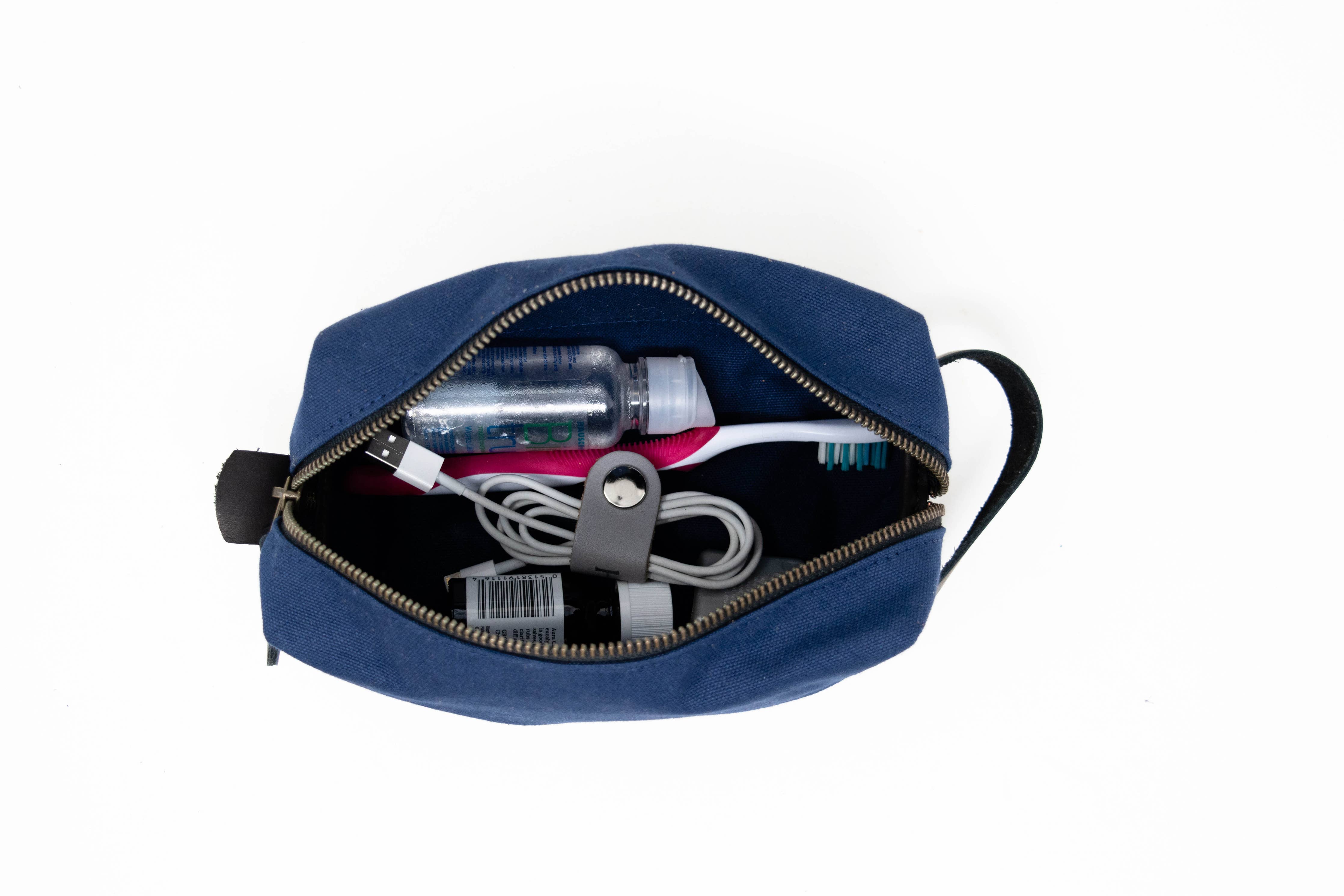 Canvas and Leather Travel Kit - Full Grain Leather - USA Made