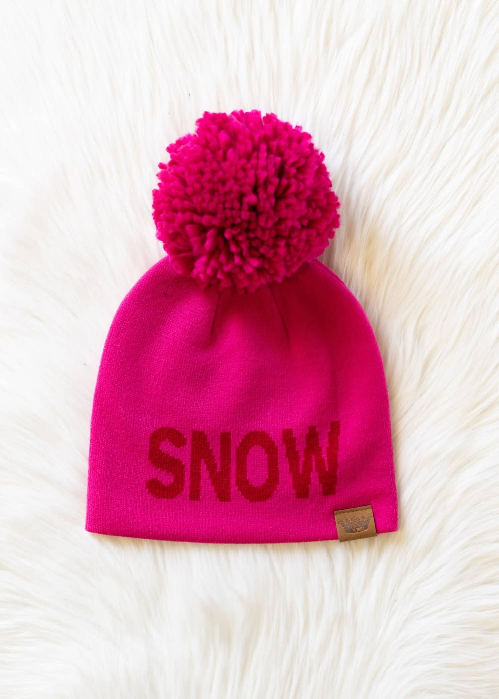 Bright Pink Snow Pom Hat