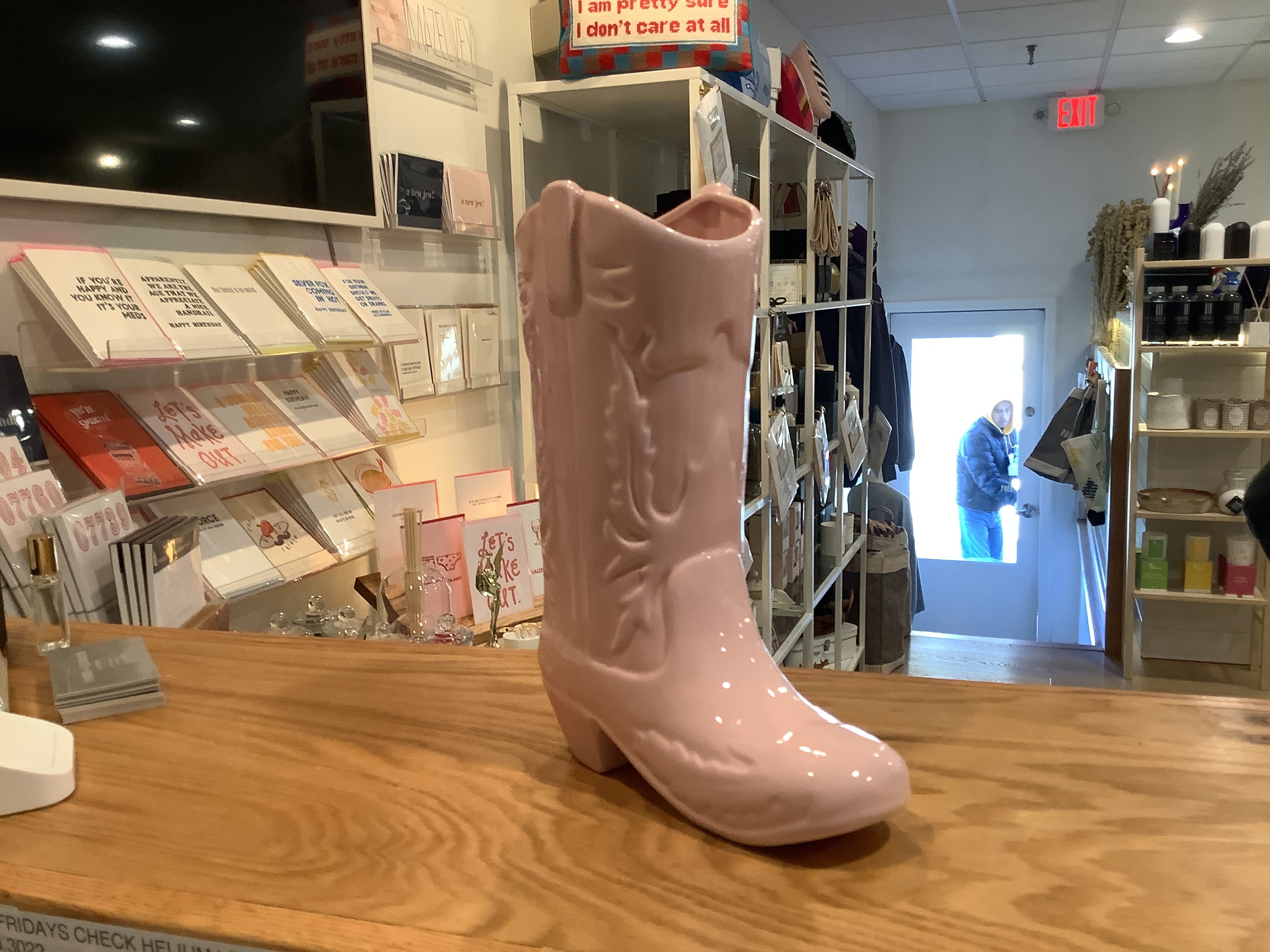 Pink cowboy boot VASE