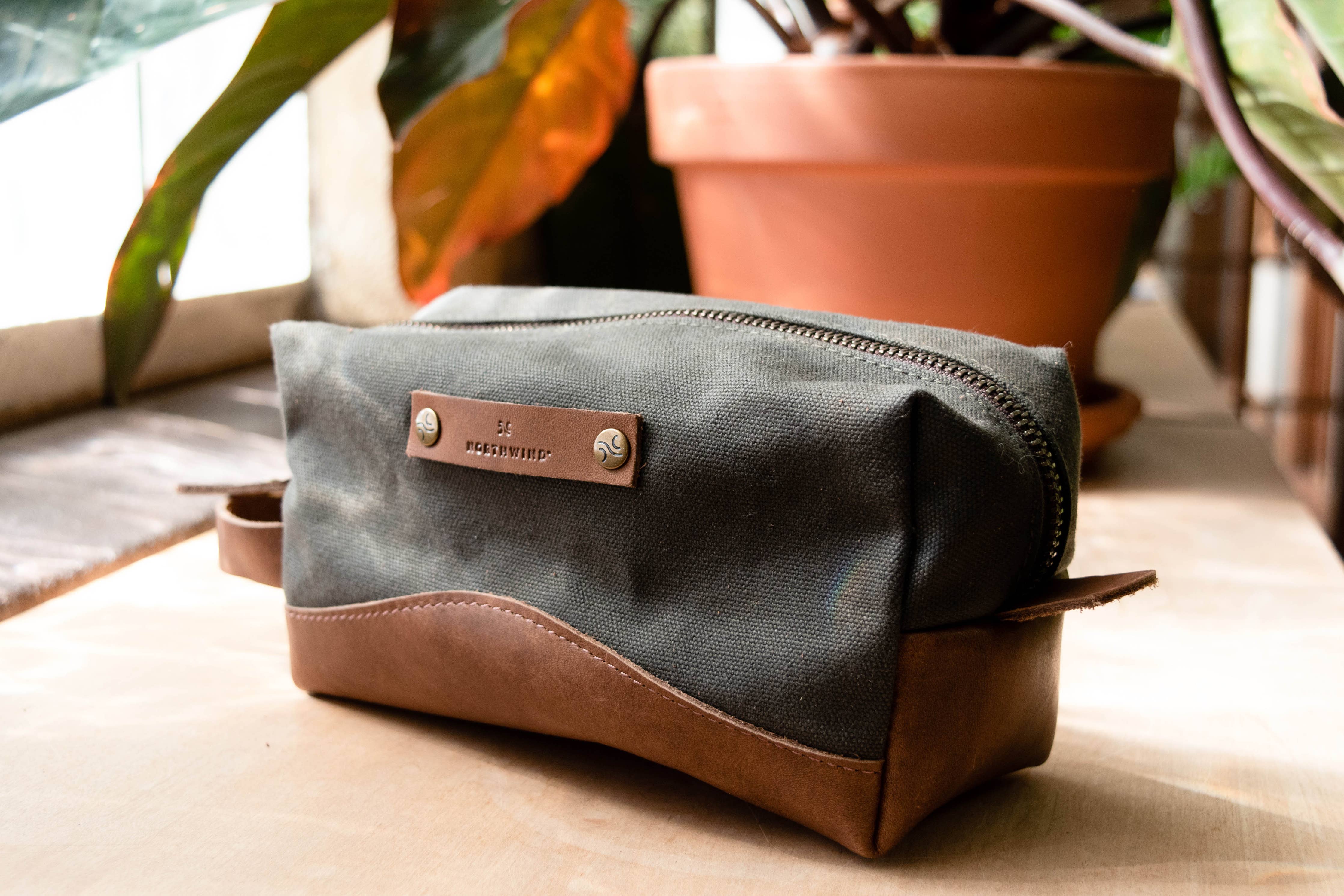 Canvas and Leather Travel Kit - Full Grain Leather - USA Made