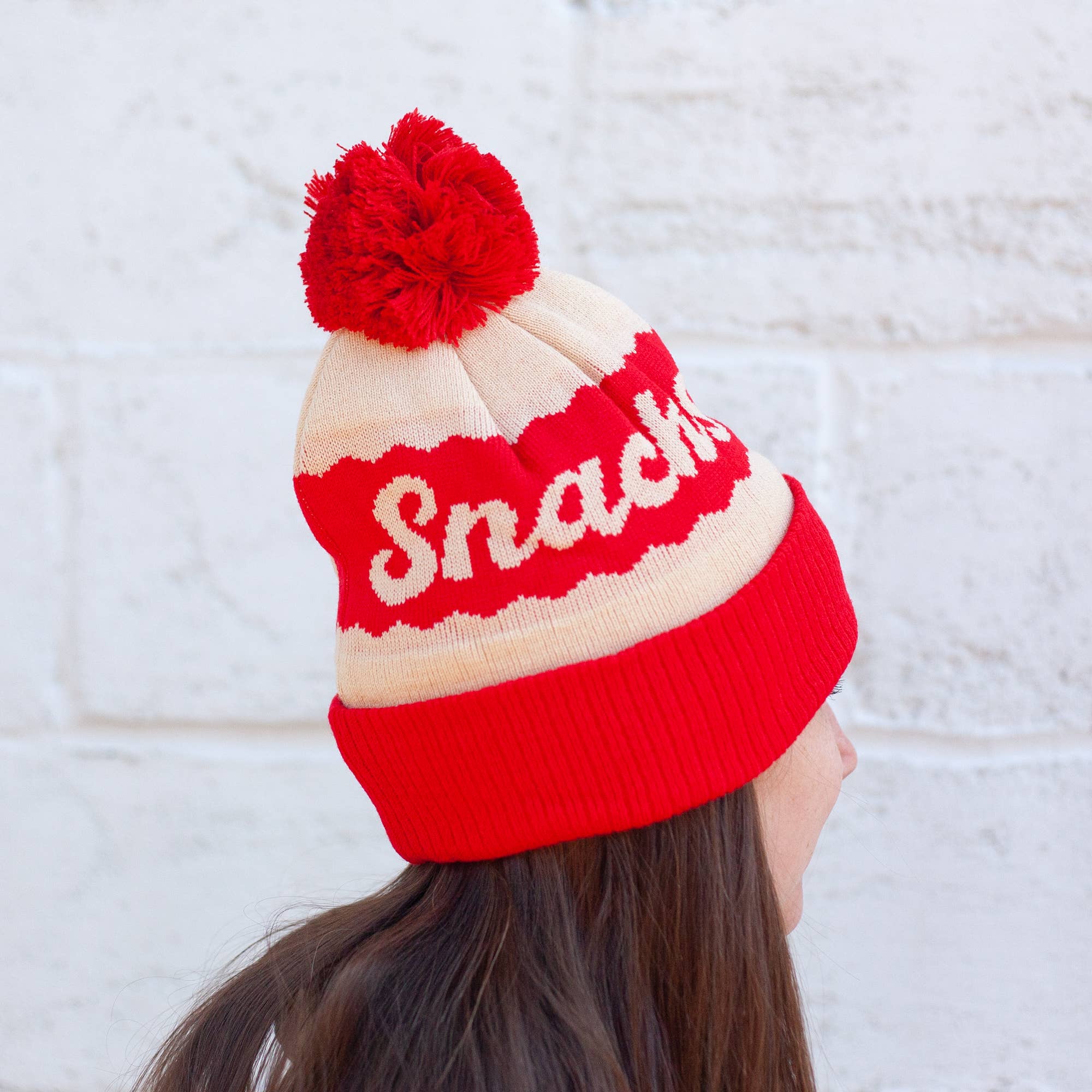 Red Snacks Pom pom hat