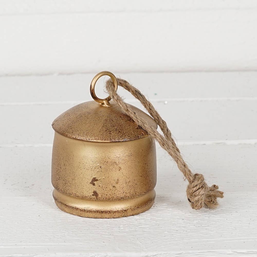 M32501-Vintage Gold Silo Bell w. jute loop (4inH)