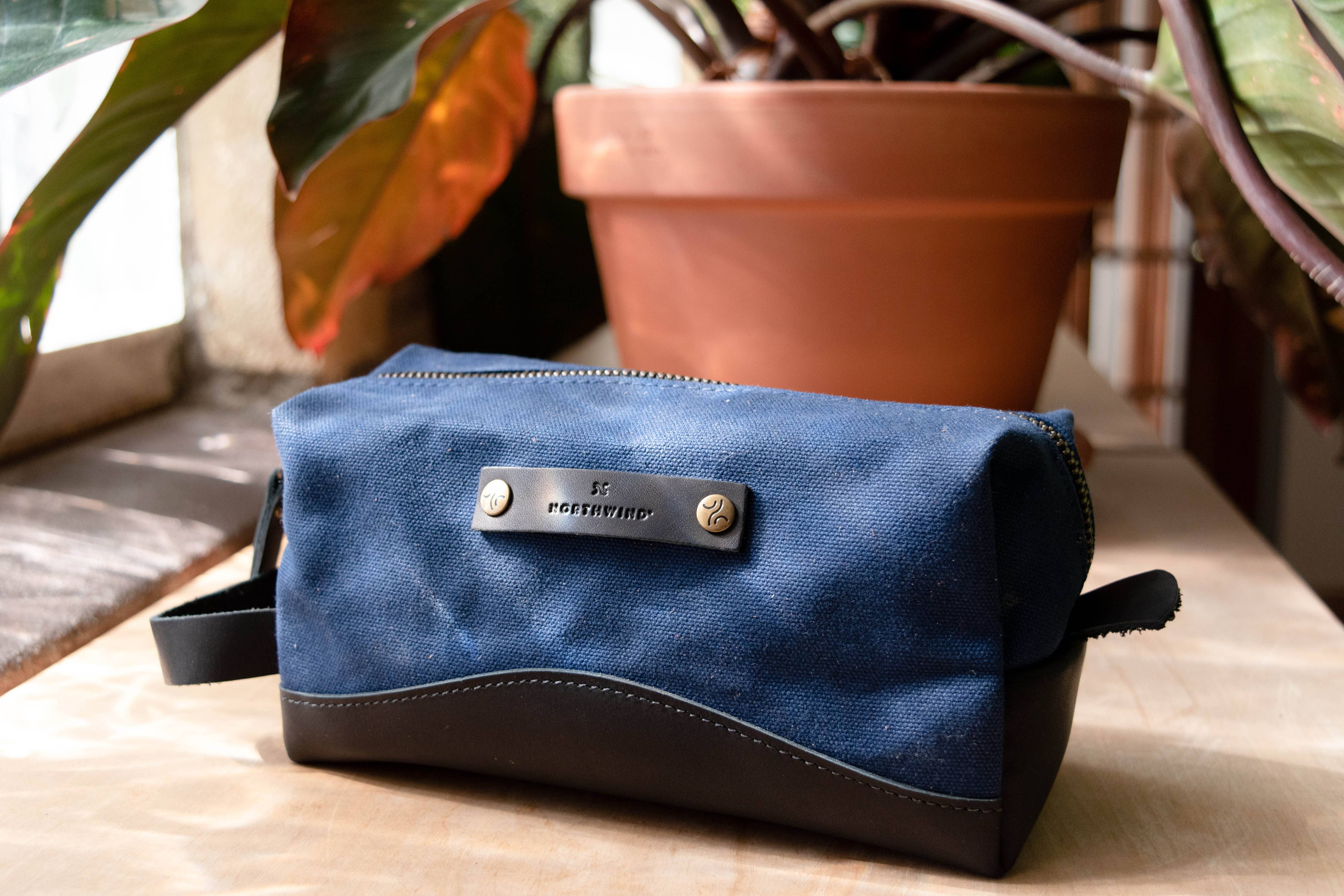 Canvas and Leather Travel Kit - Full Grain Leather - USA Made