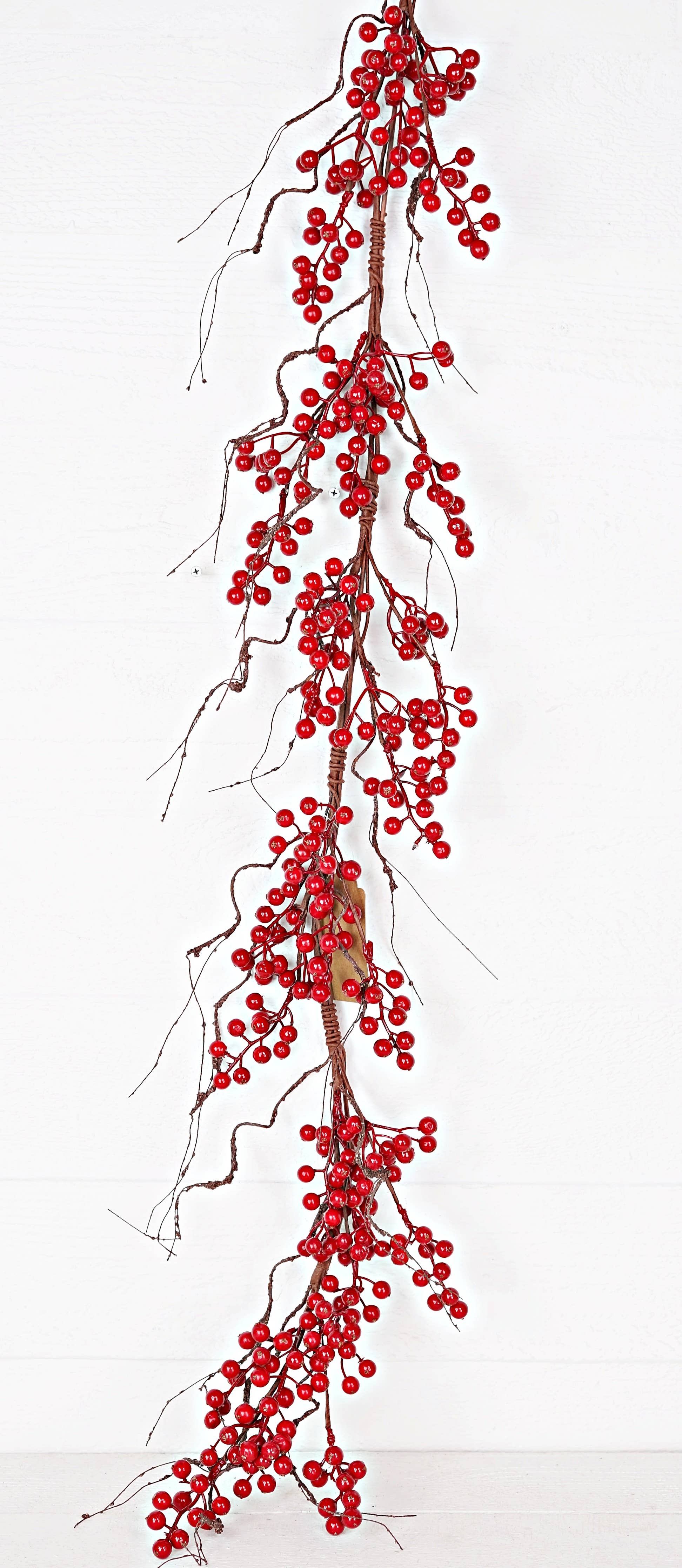 30811- 4ft Garland-Red Ash Berries with wispy twigs