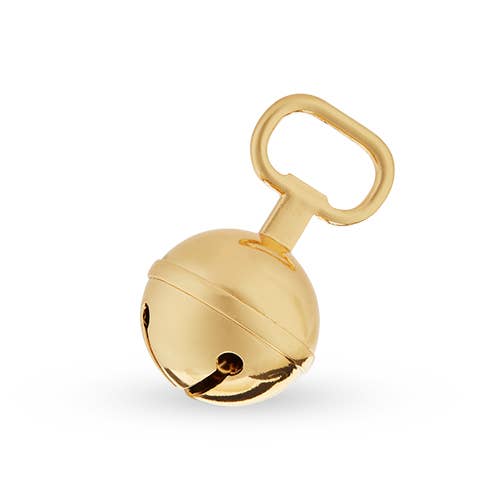 Gold-Plated Metal Jingle Bell Beer Bottle Opener w/ Ribbon