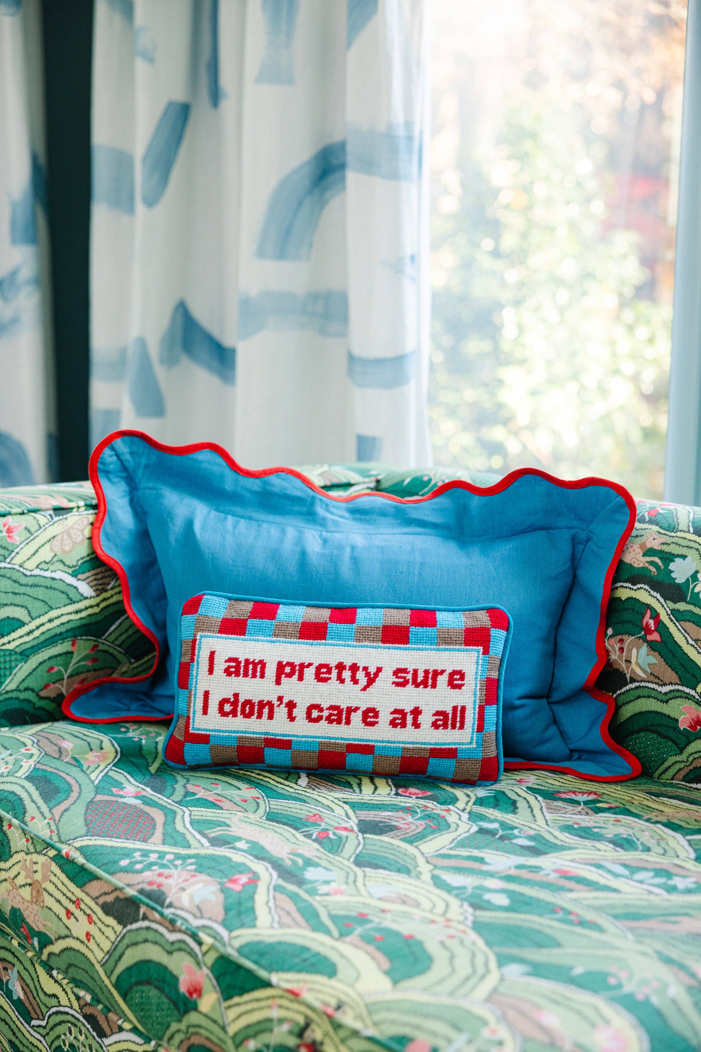 Don't Care Needlepoint Pillow