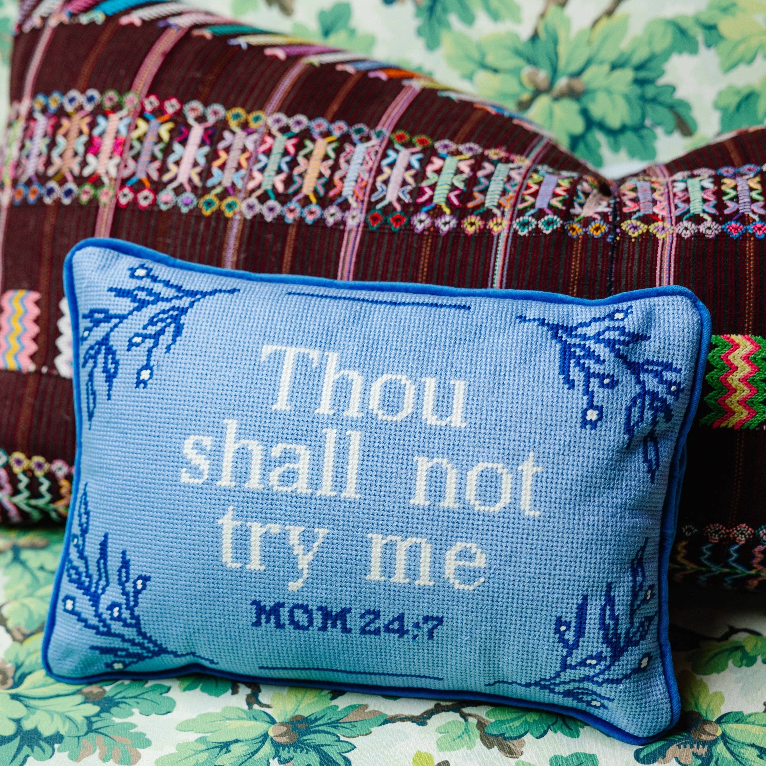 Try Me Needlepoint Pillow